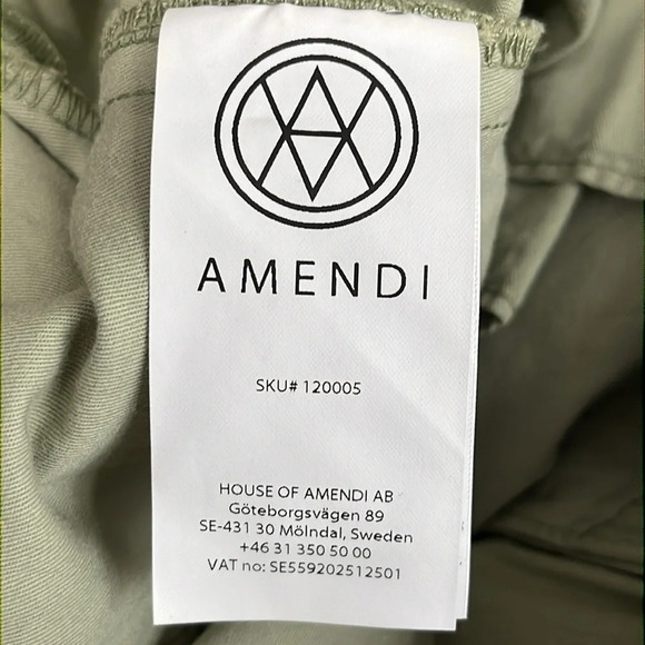 Amendi Gunnar in Green Organic Cotton Pleat Front Button Fly Pants - NEW Size 34 - Picture 8 of 11